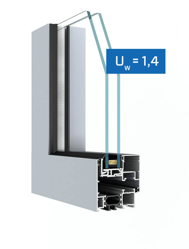 Hliníkové okná DA 65 EFUS